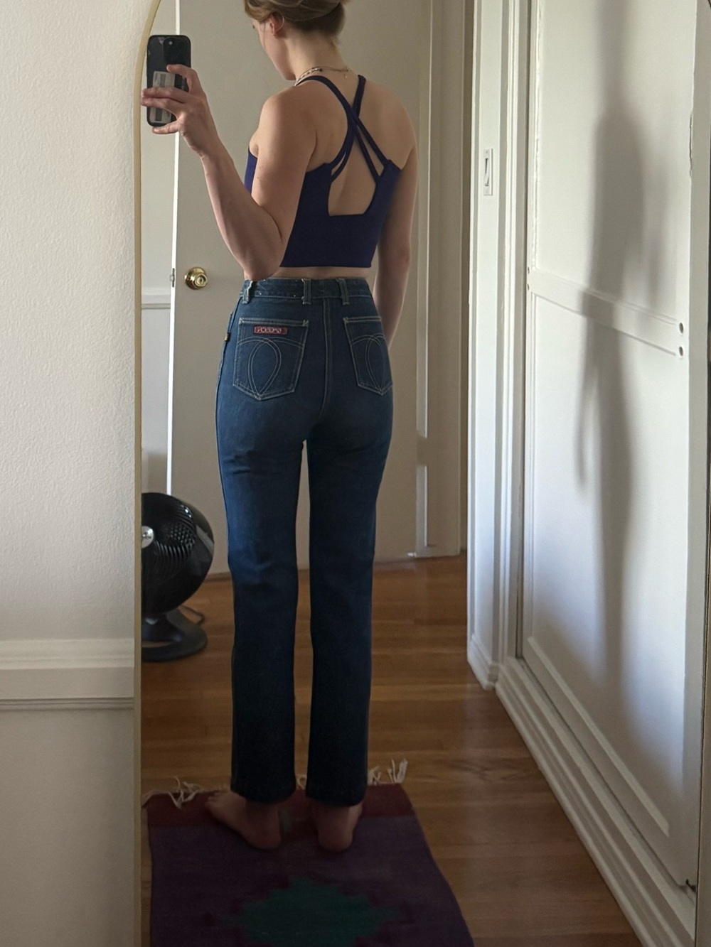 Vintage Sasson High-Rise Straight Jeans in Dark Blue